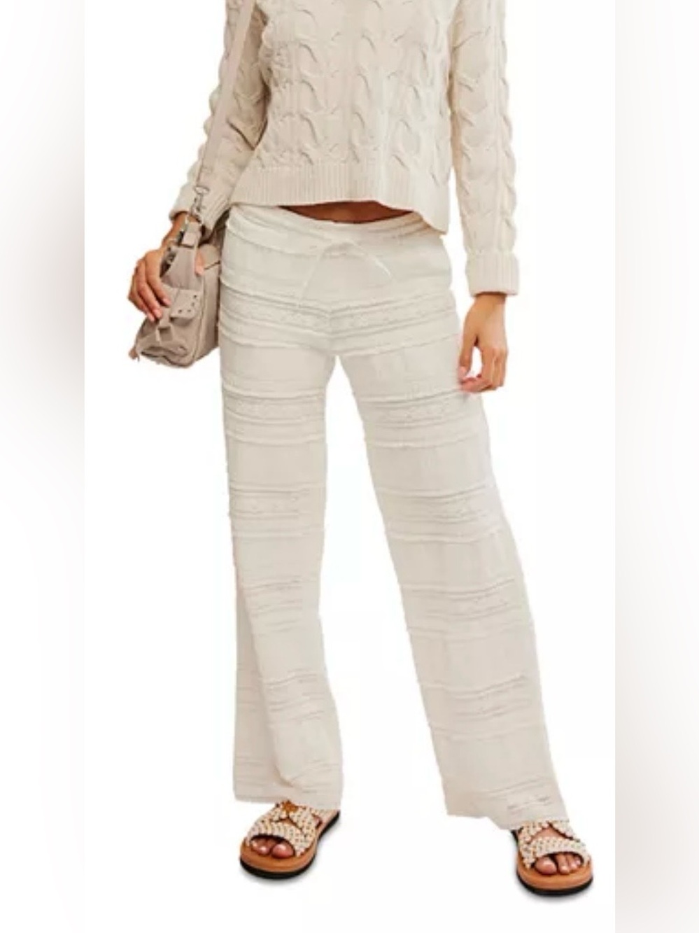 Free People Aiden Lace Pants | XS | NWOT | Never Worn | Ivory Boho Wide Leg